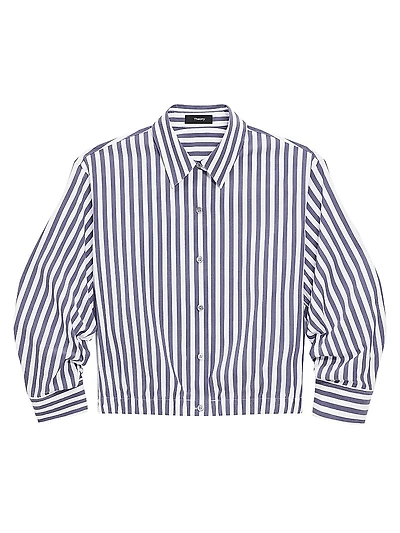 Striped Cotton-Blend Crop Shirt