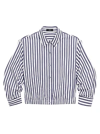 Striped Cotton-Blend Crop Shirt