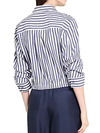 Striped Cotton-Blend Crop Shirt