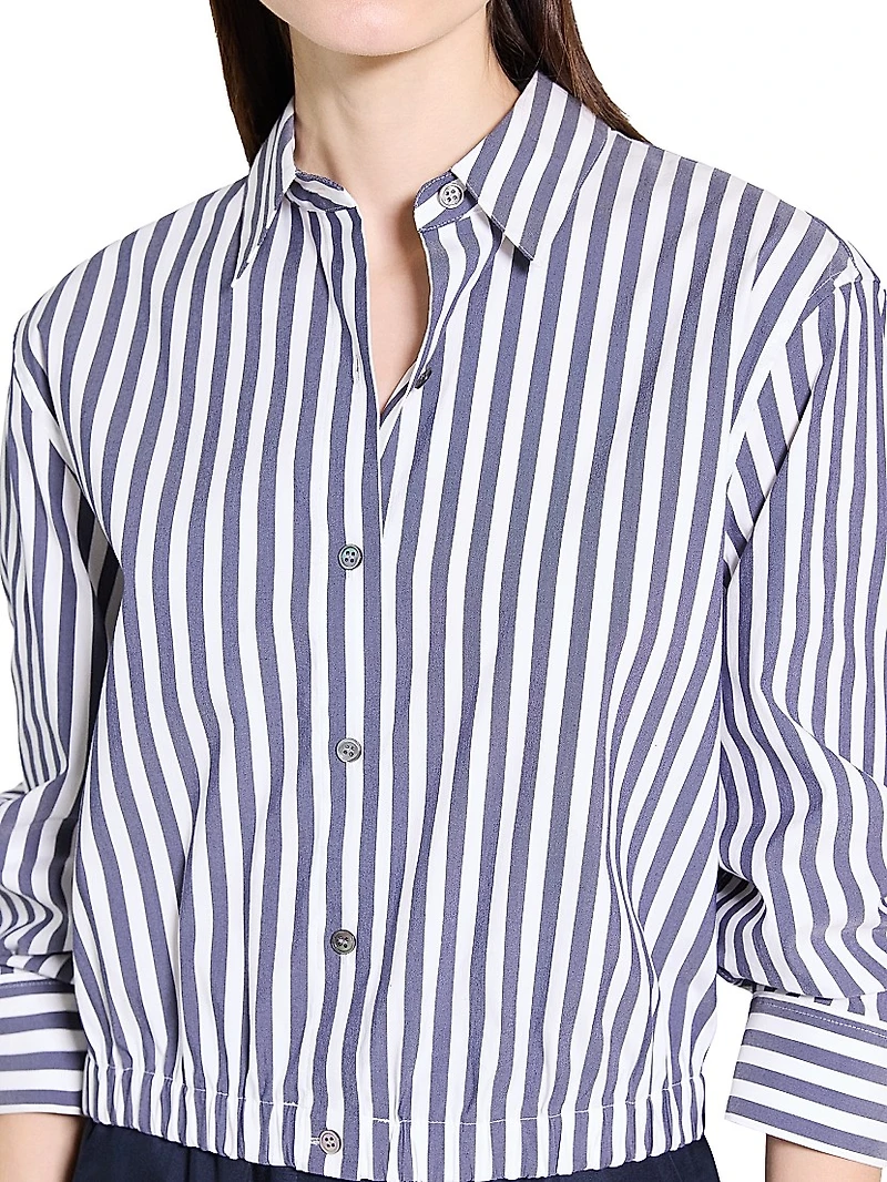 Striped Cotton-Blend Crop Shirt