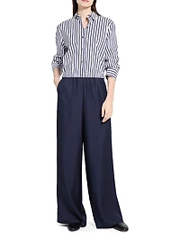 Striped Cotton-Blend Crop Shirt