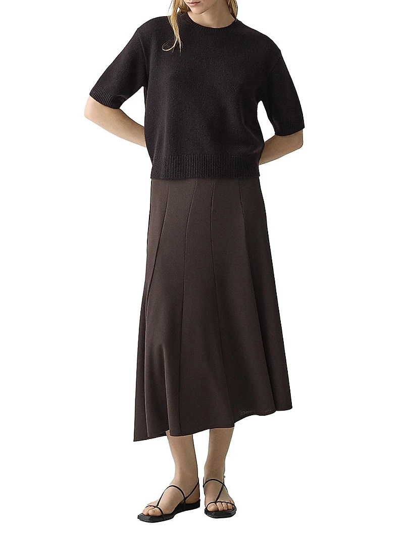Fluted Seam Midi-Skirt
