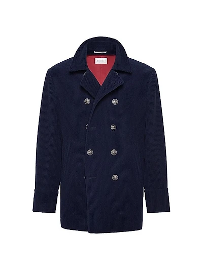 Cashmere Wide Wale Corduroy Pea Coat