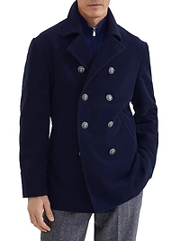Cashmere Wide Wale Corduroy Pea Coat