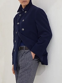 Cashmere Wide Wale Corduroy Pea Coat