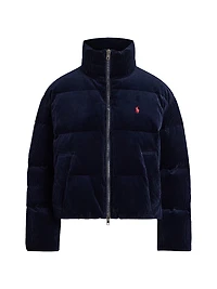 Corduroy Quilted Zip-Front Down Jacket