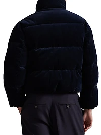 Corduroy Quilted Zip-Front Down Jacket