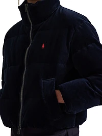 Corduroy Quilted Zip-Front Down Jacket