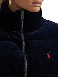 Corduroy Quilted Zip-Front Down Jacket