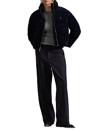 Corduroy Quilted Zip-Front Down Jacket