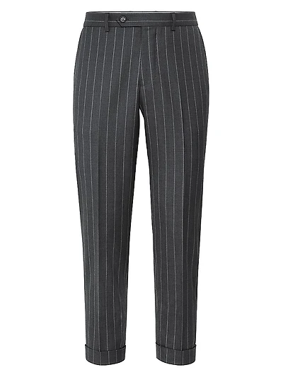 Super 150s Virgin Wool Wide Chalk Stripe Batavia Formal Fit Trousers