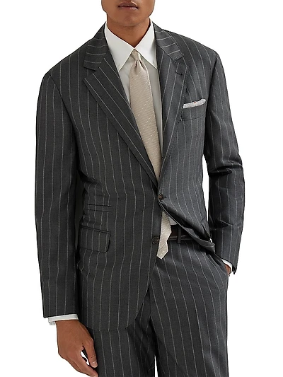 Super 150s Virgin Wool Wide Chalk Stripe Batavia Blazer