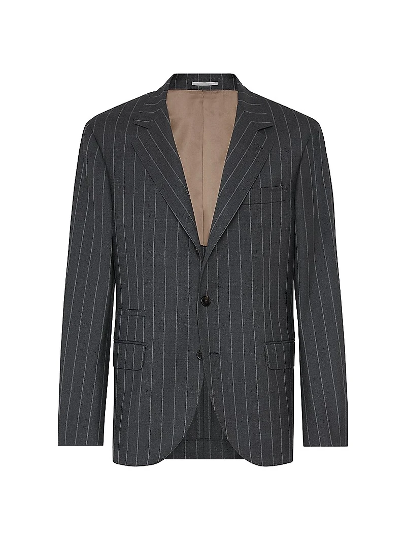 Super 150s Virgin Wool Wide Chalk Stripe Batavia Blazer