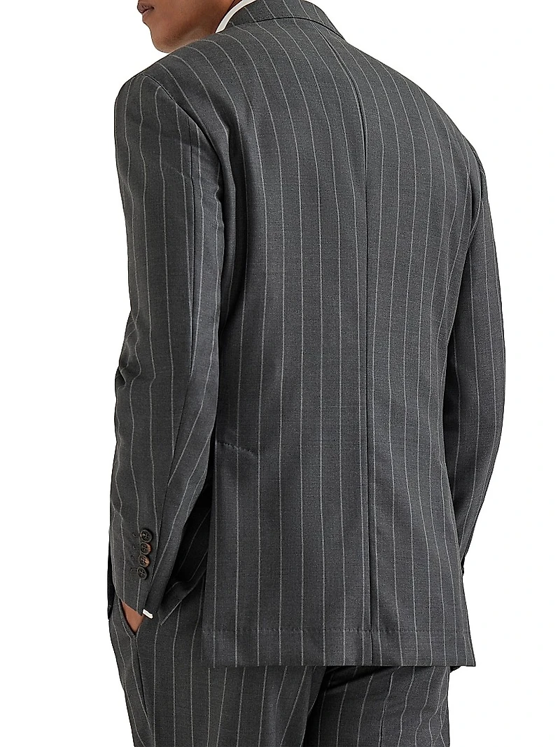 Super 150s Virgin Wool Wide Chalk Stripe Batavia Blazer