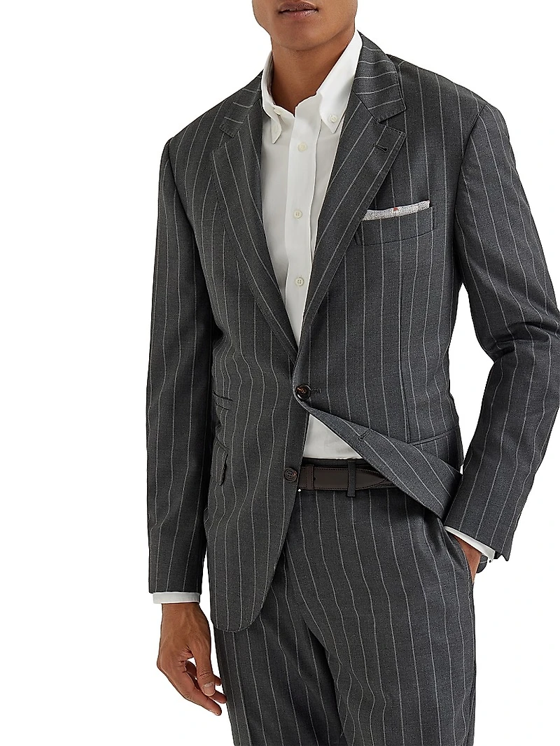 Super 150s Virgin Wool Wide Chalk Stripe Batavia Blazer