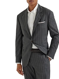 Super 150s Virgin Wool Wide Chalk Stripe Batavia Blazer