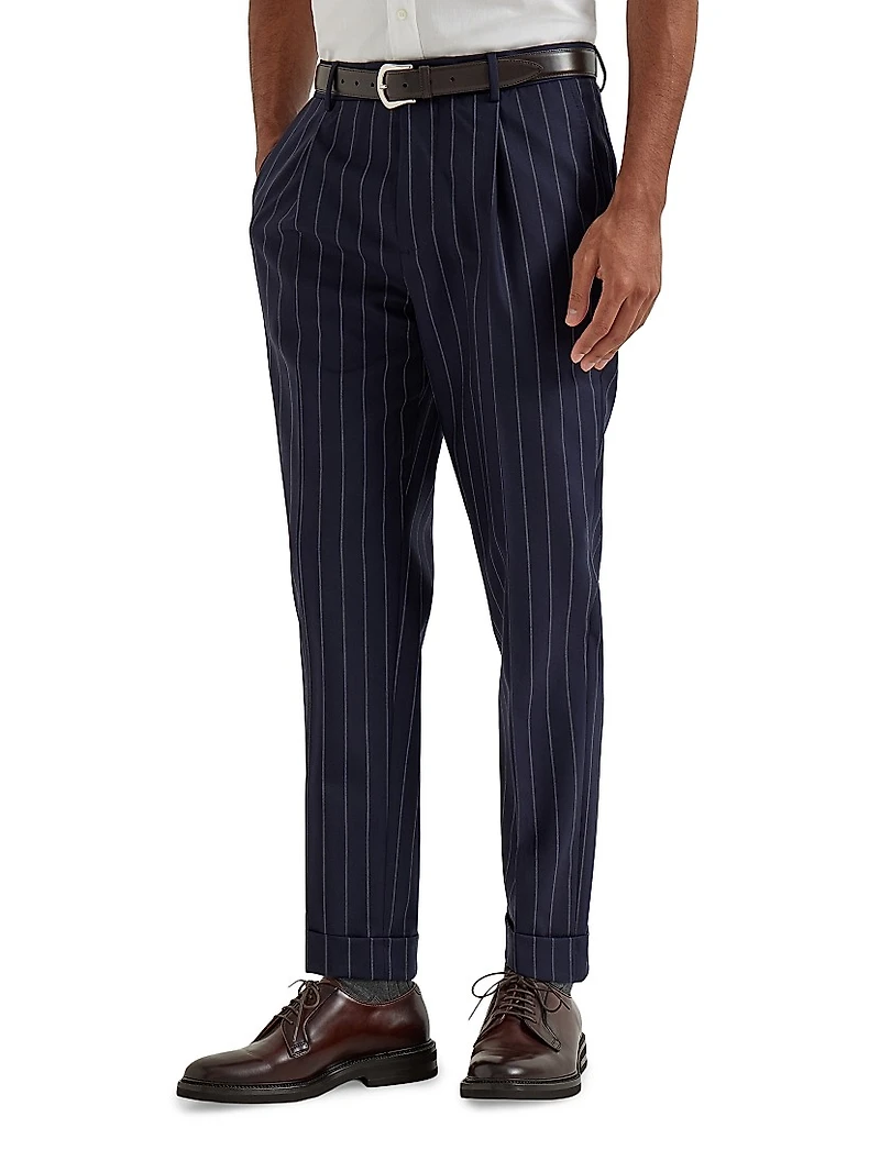 Leisure Fit Trousers Super 150s Virgin Wool with Pleat