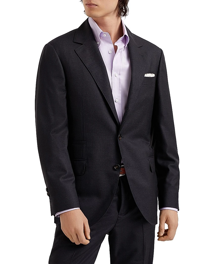 Virgin Wool Houndstooth Blazer Jacket