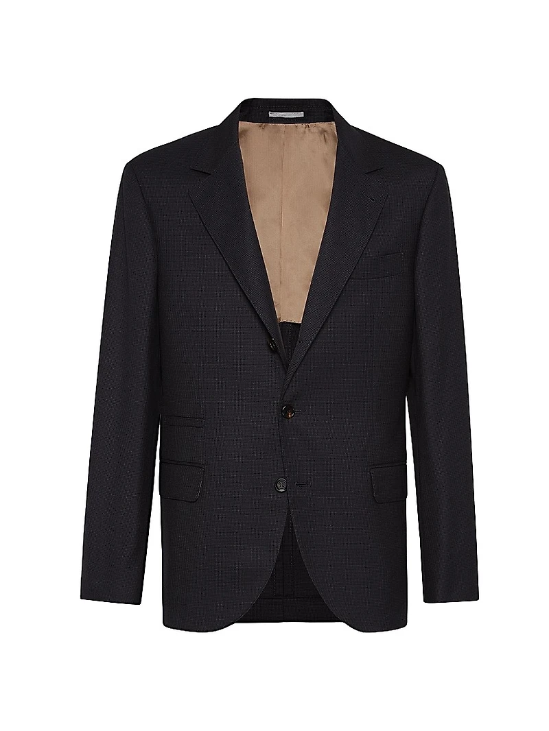 Virgin Wool Houndstooth Blazer Jacket