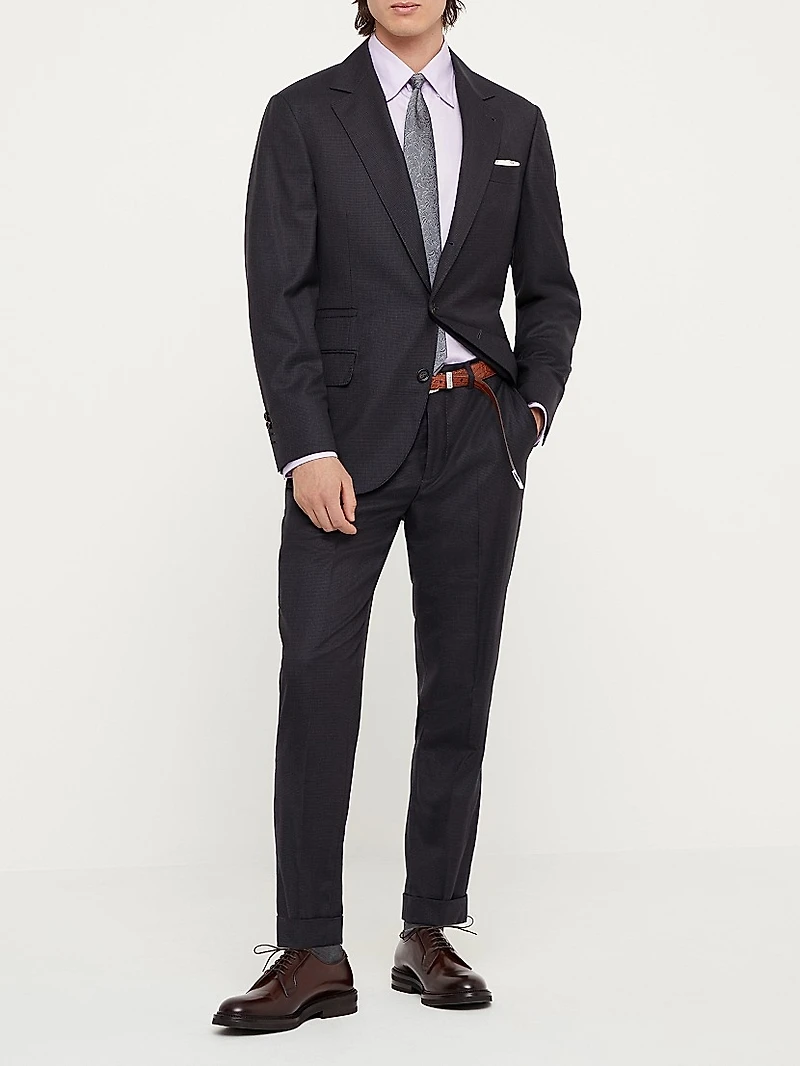 Virgin Wool Houndstooth Blazer Jacket