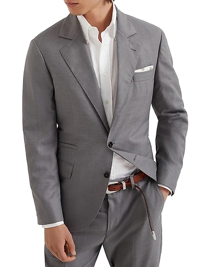 Virgin Wool and Silk Lightweight Hopsack Blazer