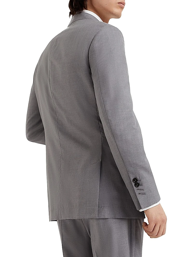 Virgin Wool and Silk Lightweight Hopsack Blazer