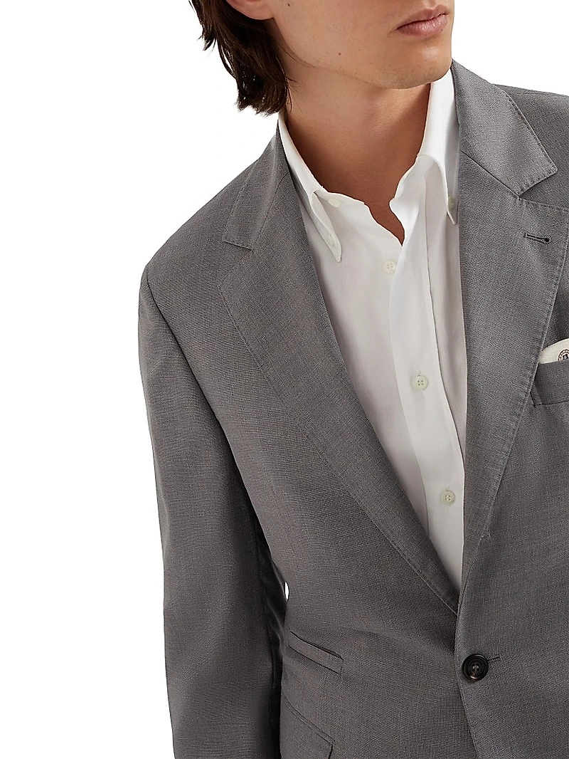 Virgin Wool and Silk Lightweight Hopsack Blazer
