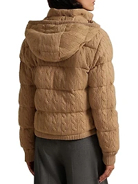 Cable-Knit Hooded Down Coat