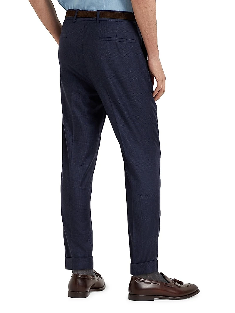 Prince of Wales Leisure Fit Trousers with Pleat