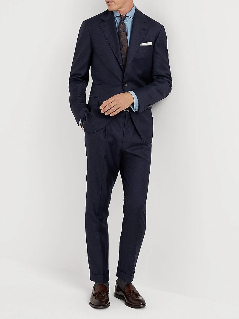 Prince of Wales Leisure Fit Trousers with Pleat