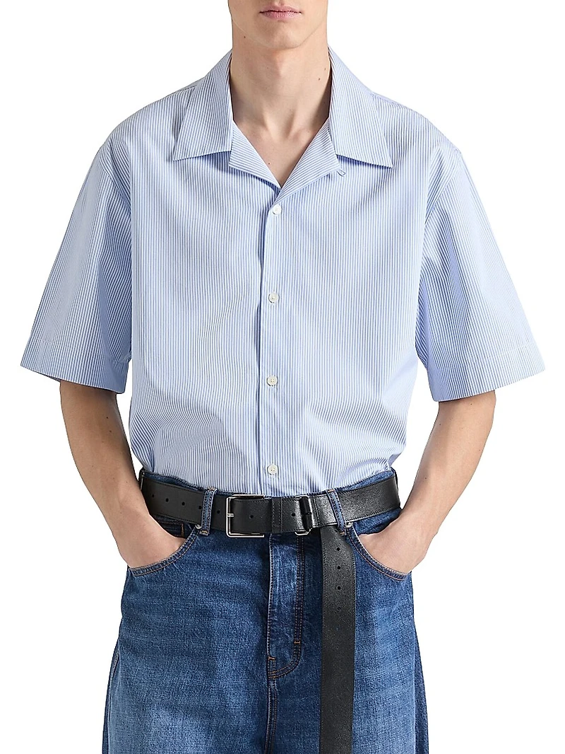 Striped Shirt Cotton with Stamp