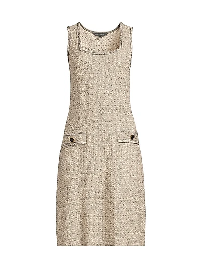 Ming Wang x Tanya Foster Shimmer Knit Tweed A-Line Dress