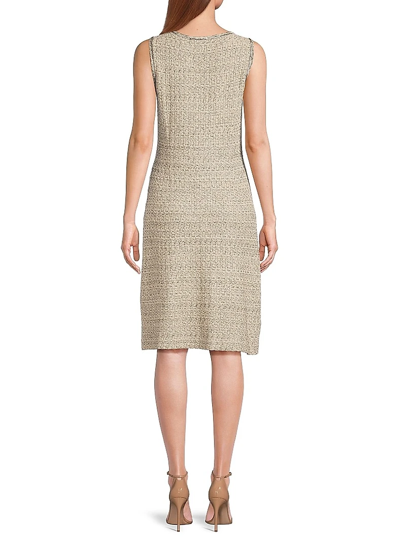 Ming Wang x Tanya Foster Shimmer Knit Tweed A-Line Dress