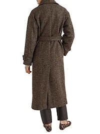 Straight Fit Herringbone Wool Blend Coat