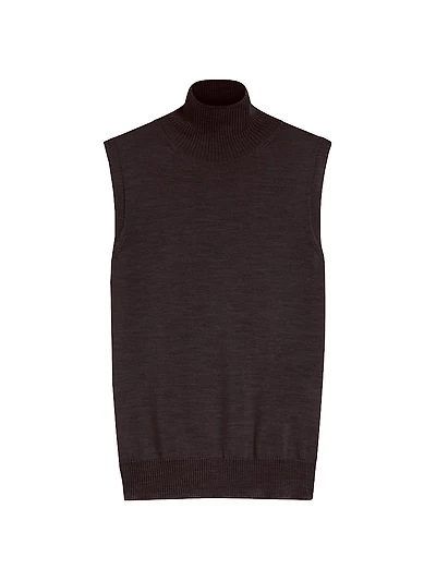 Sleeveless Wool Polo Neck Kint