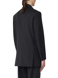 Double Breasted Pinstripe Wool Blazer