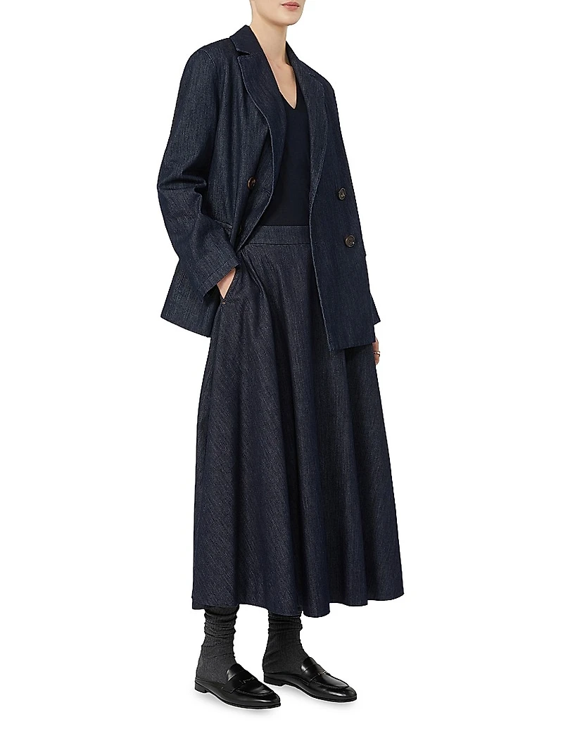 Double Breasted Denim Blazer