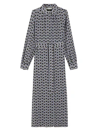 Printed Silk Shirt Dress