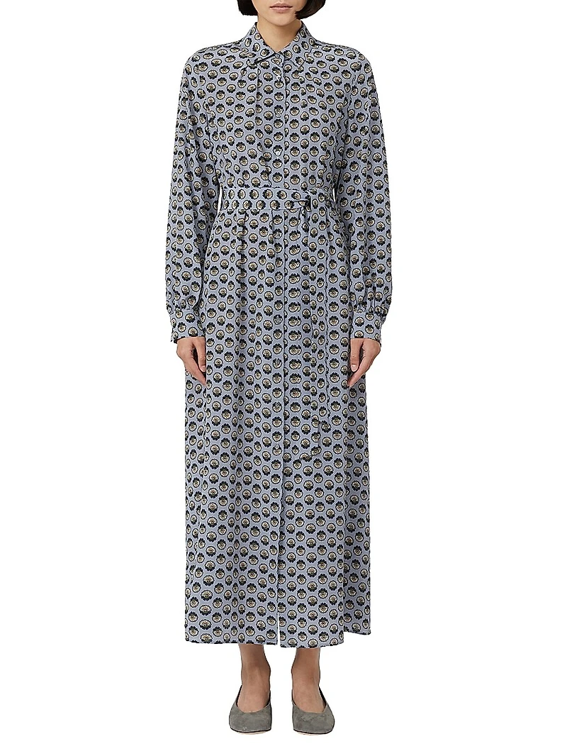 Printed Silk Shirt Dress