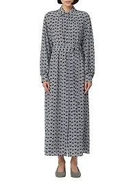 Printed Silk Shirt Dress
