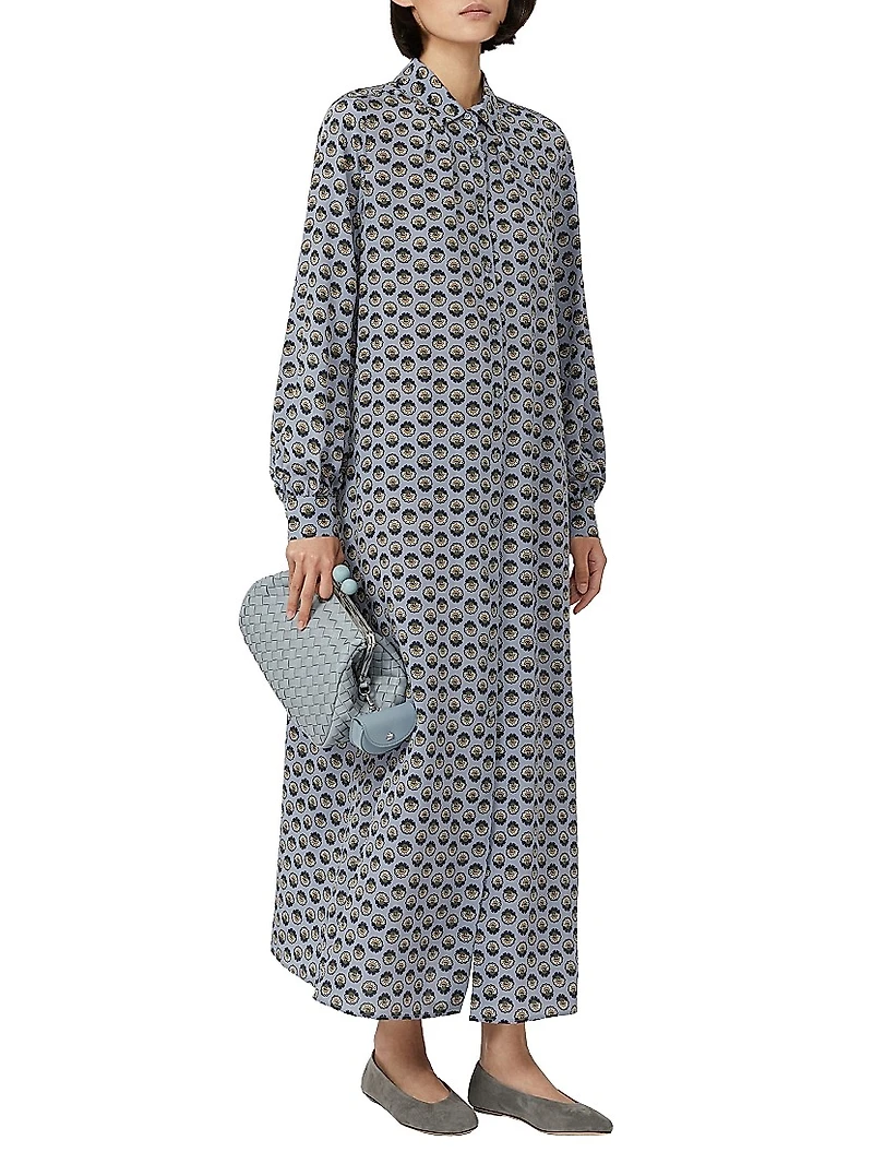 Printed Silk Shirt Dress