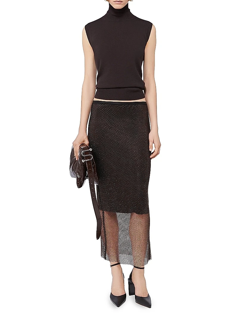 Midi Skirt with Rhinestones