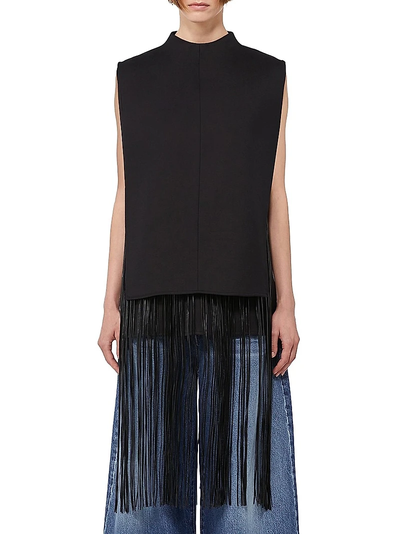 Sleeveless Top with Fringes