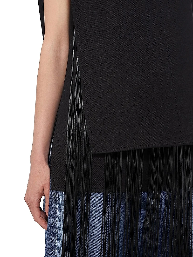 Sleeveless Top with Fringes