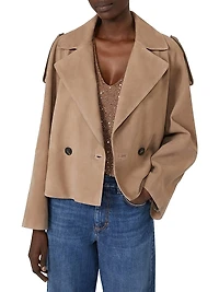 Short Suede Trench Coat