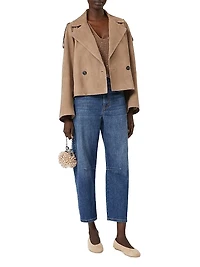 Short Suede Trench Coat