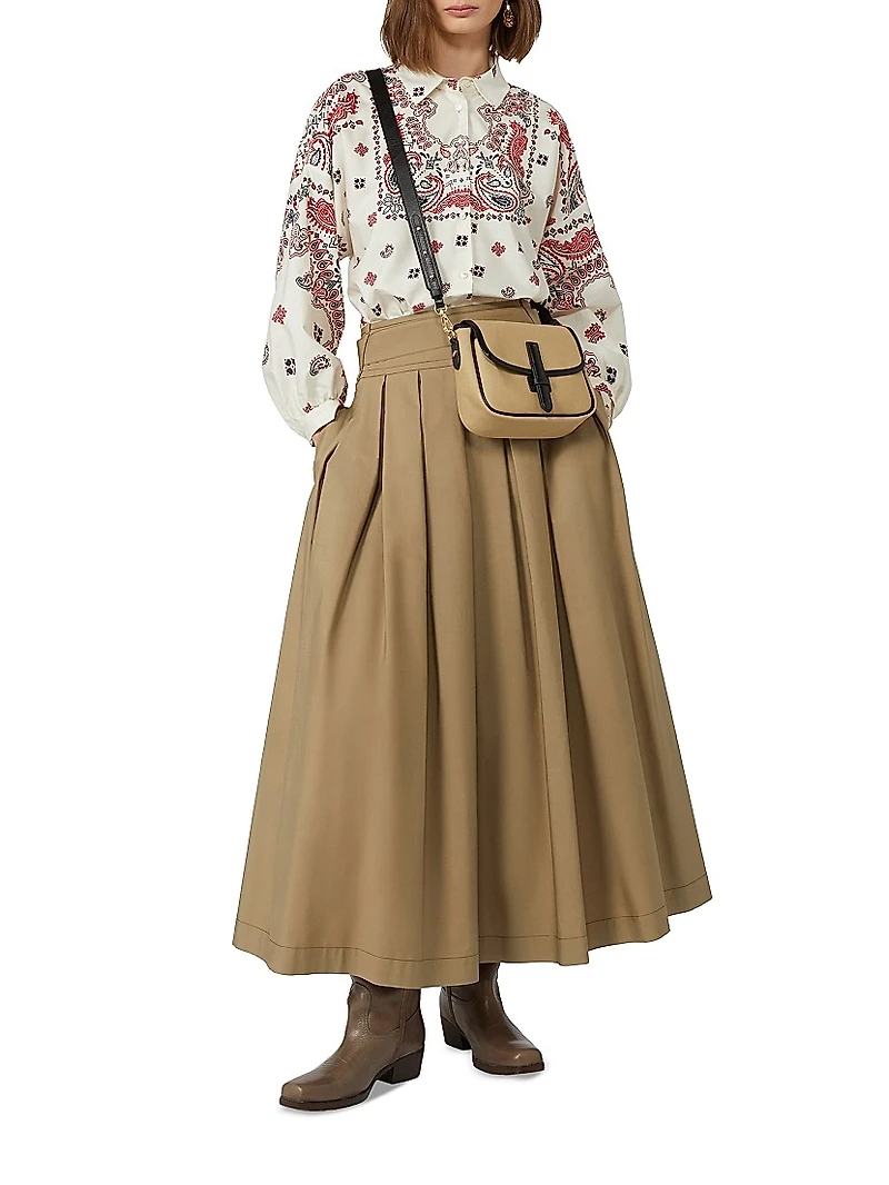 Pleated Cotton Skirt
