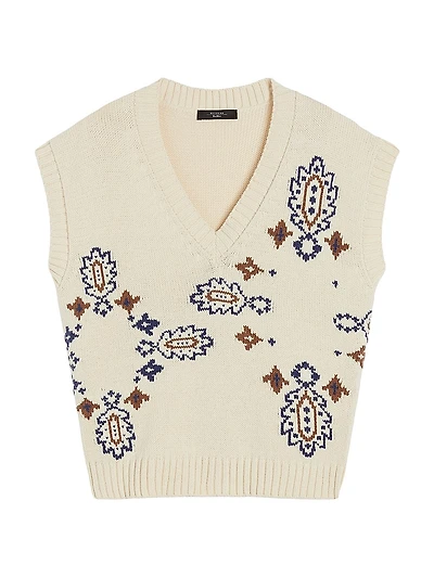 Inlaid Cotton Blend Gilet