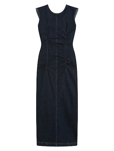 Stretch Denim Spiral Dress