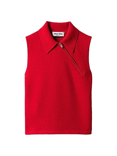 Sleeveless Cashmere Polo Shirt